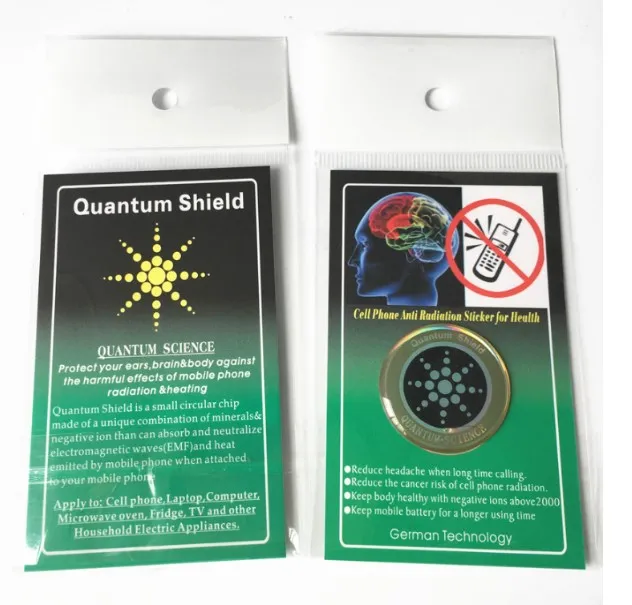 Quantum Shield: Golden Round Button Phone Sticker With Negative