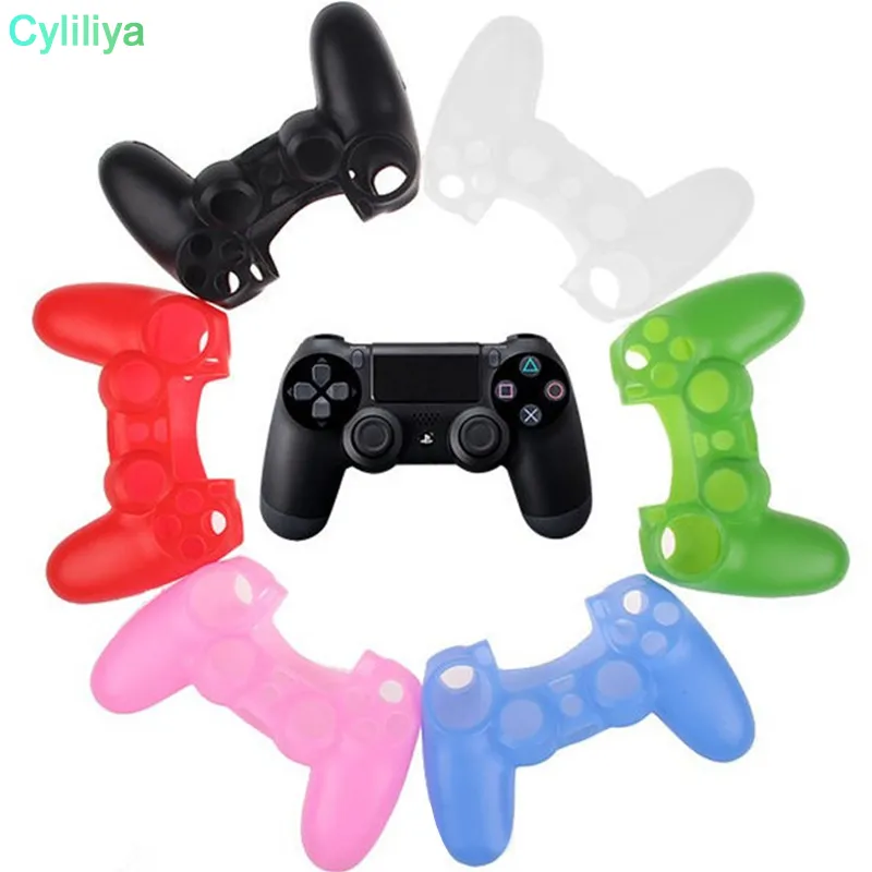 100 pcs top quality soft silicone pele de borracha caso capa para sony ps4 case controller grip