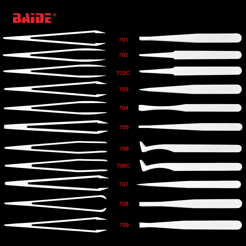 700-709 ملاقط بلاستيكية مجموعة اللون الأبيض أدوات إصلاح اليد للالكترونية ، إصلاح ، مختبر ، الصناعية ، غرف الأبحاث 500 قطعة / الوحدة