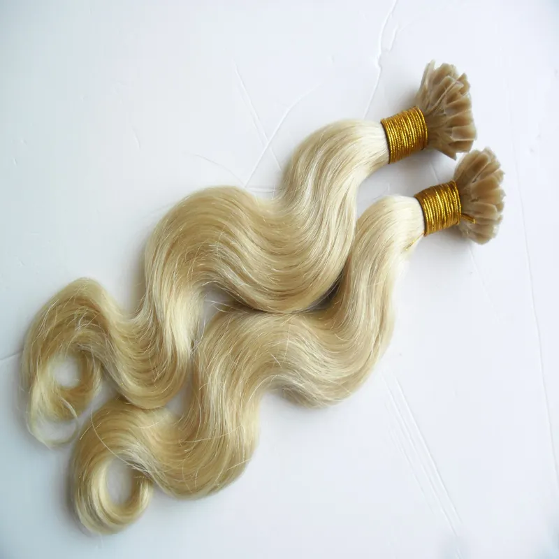 613 Blonde Brazilian Body Wave Hair Extensions 100% Remy Human Hair Nail U Tip Pre Bonded Capsules Hair Extension 100g