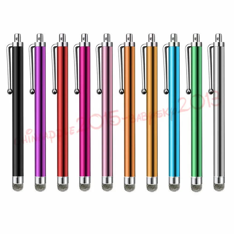 Włókna ściereczka pojemnościowy stylus długopis metalowy dotykowy pióro na iPad iPhone 6 7 8 x Samsung Android Telefon Tablet PC MP3