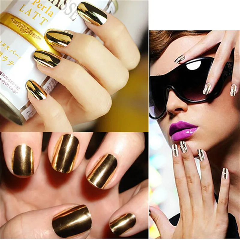 Nagelkunstpolitur Metallic Gold Foil Sticker Aufkleber -Aufkleber Patch Wraps Tipps Vollnagelspitzen Dekoration6278859