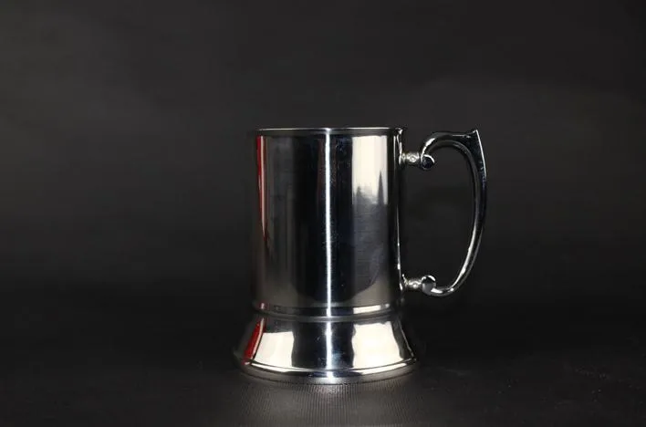 16 ounce dubbelvägg rostfritt stål tankard, öl rån, hög kvalitet, spegel finish sn1383