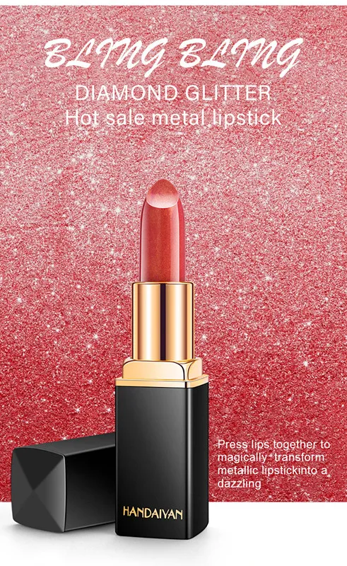 Droshipping NEW HANDAIYAN Mermaid Shiny Metallic Lipstick Pearlescent Color Changing Lipstick in stock with gift