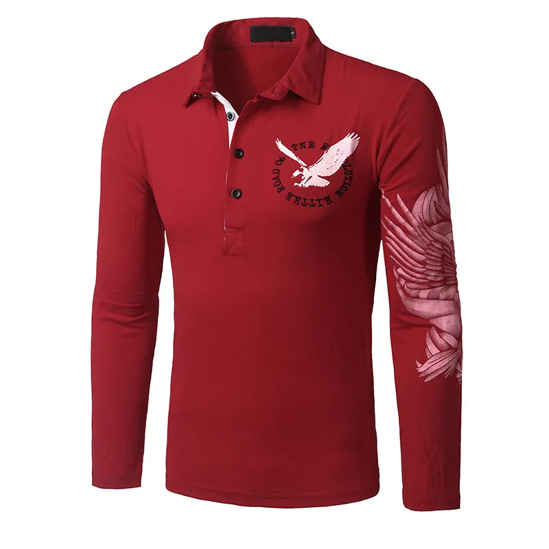 Men T Shirt 2018 Fashion Brand Clothing Eagle Printed T Shirt Men Casual Long Sleeve Men Hip Hop Funny T Shirts Tops Tees1490348