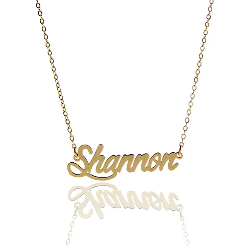 Senhoras da moda jóias Nome Personalizado Colar Tag "Shannon" Aço Inoxidável Colar de Nome Personalizado de Ouro e Prata, NL-2398