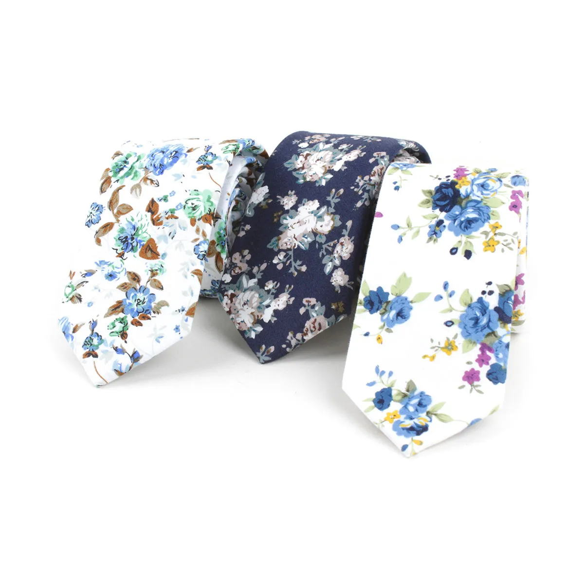 Skinny Ties Men's Cotton Printed Floral Necktie Wedding groomsman Party283r