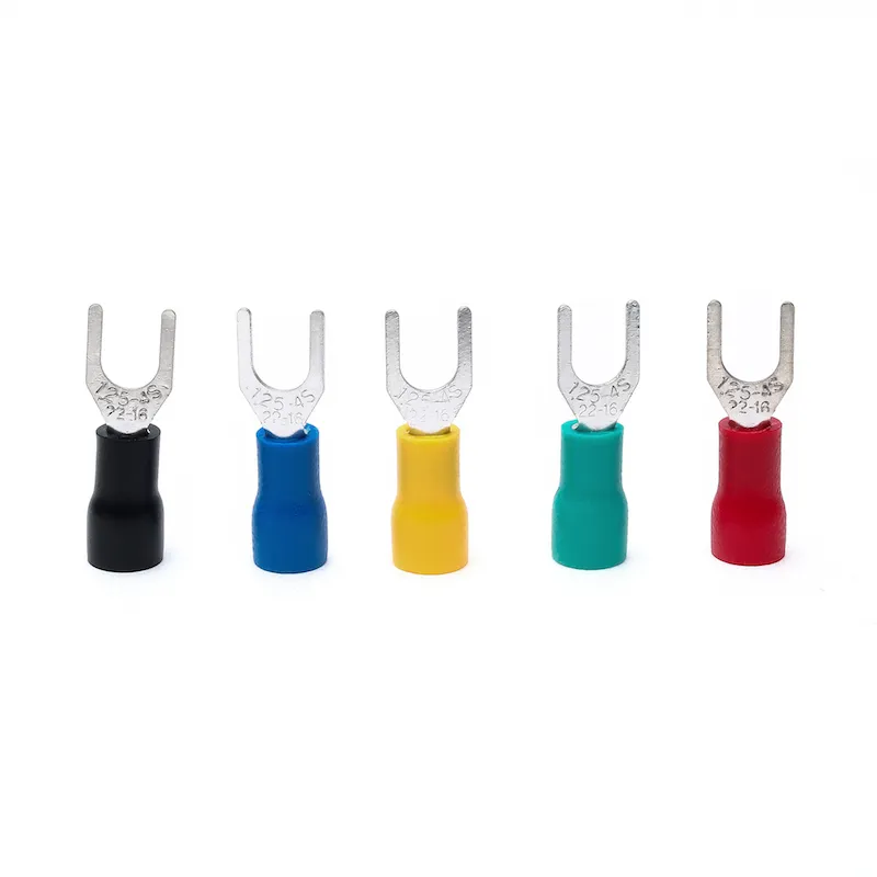 Bornier électrique à sertir SV1.25-4s, type U, connecteur de fil à fourche pré-isolé, pressé à froid, 22-16 AWG, rouge, bleu, jaune, 50 pièces