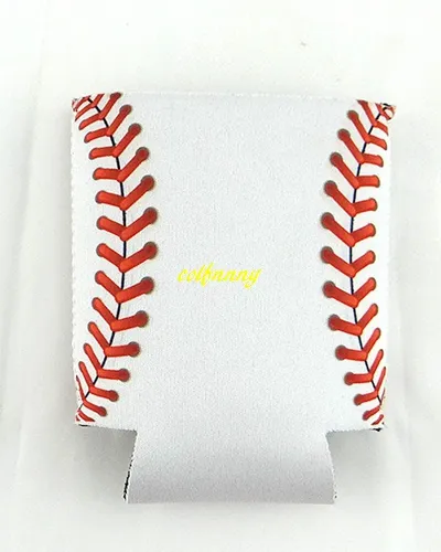 10 stks / partij 10 * 14cm Monogram Neopreen Baseball Can Cooler Houder Case Softball Strings KAN Isolator Cola Bottle Cover Case