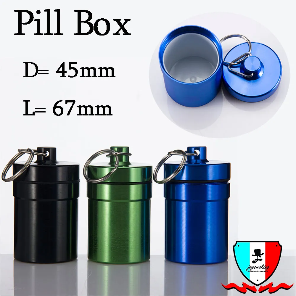 Pill Box Hot Waterproof Aluminum Medicine Smoking Accessories Pill Box Case Bottle Cache Holder Keychain Container Multicolor High Quality