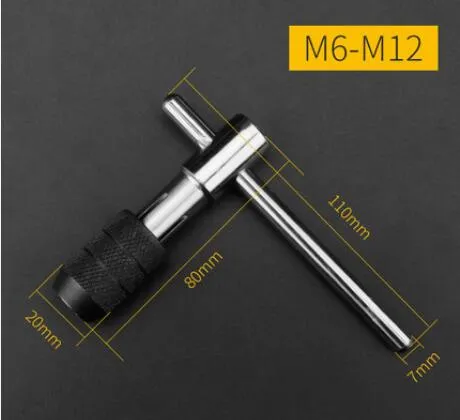 Mini llave de trinquete con mango en T ajustable de acero inoxidable de alta calidad con M6-M12, accesorio de herramientas manuales DIY
