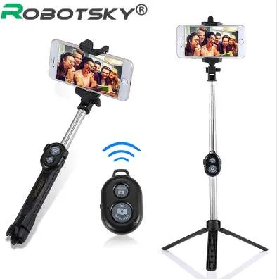 Monopiede palmare allungabile Self Selfie Stick + Telecomando otturatore Bluetooth + Supporto clip per iPhone / Android Samsung HTC ect