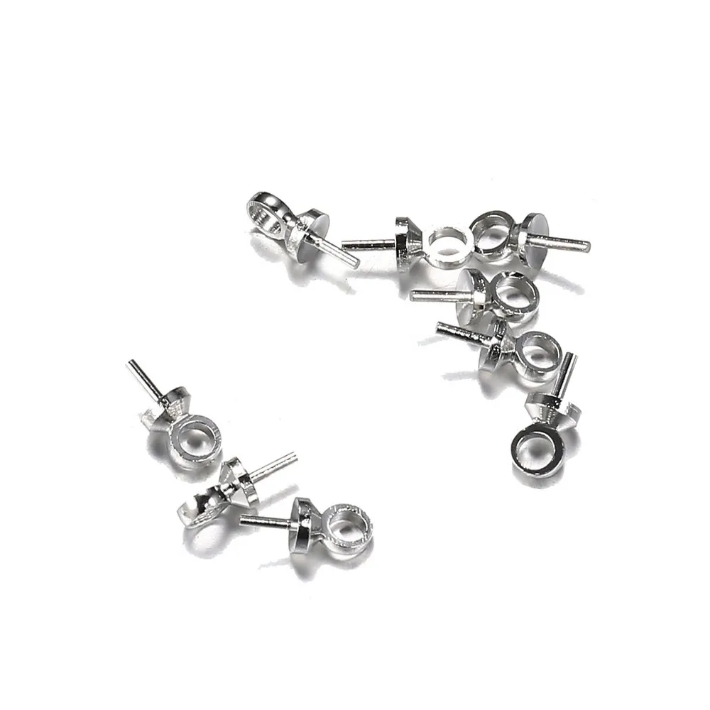 100 stks / partij 6 * 3mm pin bead caps zilveren kleur einde crimp caps voor kralen diy sieraden bevindingen maken