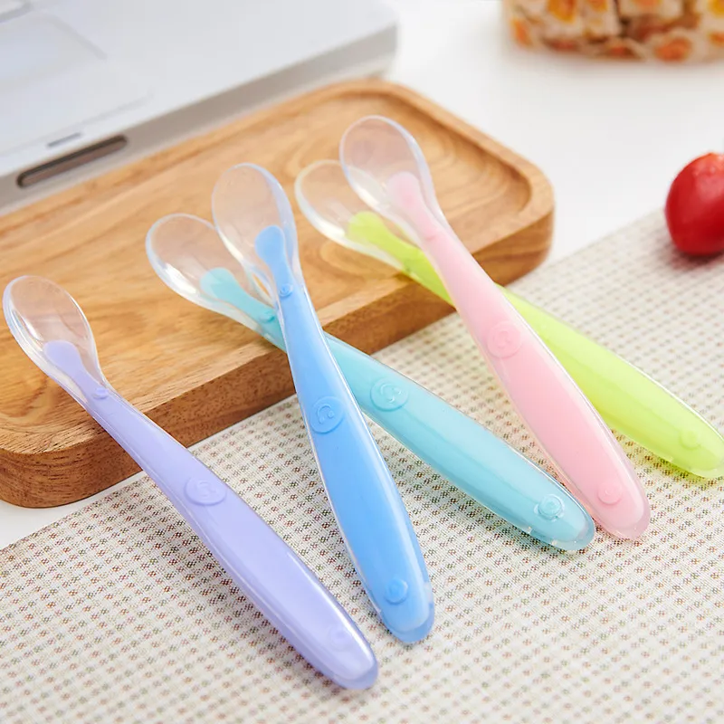 New arrival Baby Silicone Spoon Training baby feeding Spoon Food-grade silicone soft spoon Candy colors 