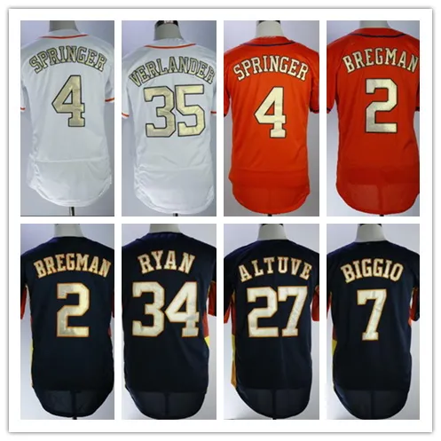 ファッション34 Ryan 35 Verlanderチャンピオン野球ジャージトップス、7 Biggio 4 Springer 2 Brecman 35 Verlander 5 Bagwell 27 Altuve 1 Correa Jerseys