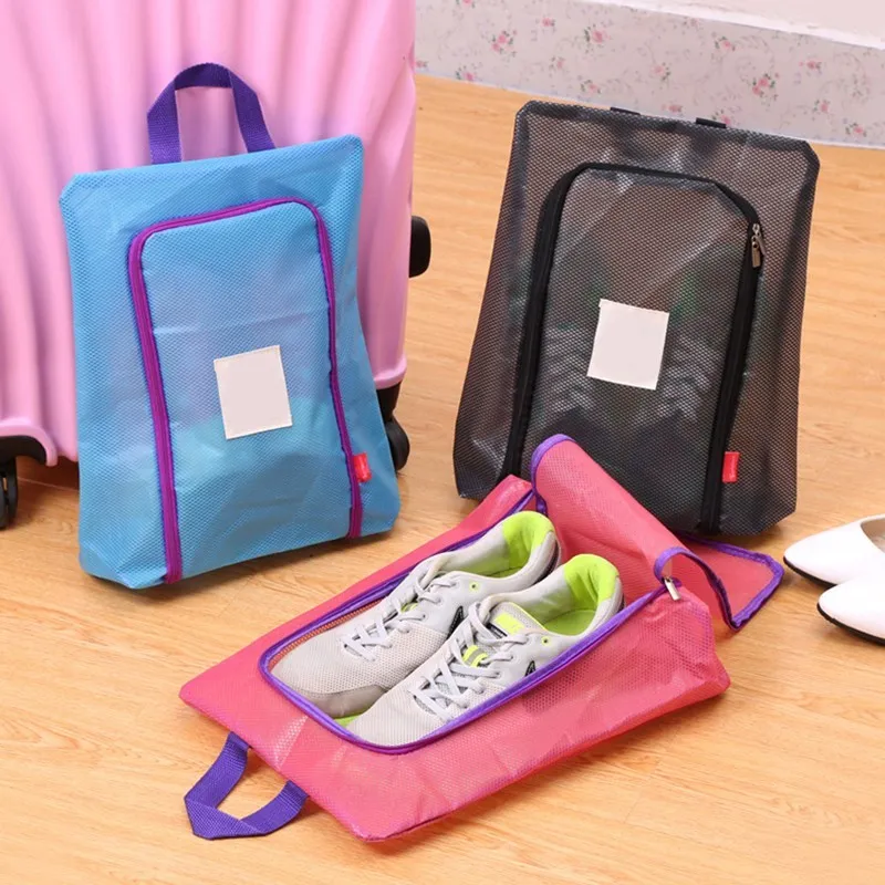 Nylon-Reise-Schuhtasche, Tragetasche für trockene Schuhe, Organizer für Unterwäsche, Kleidung, Wäsche, Tasche mit atmungsaktivem Netz
