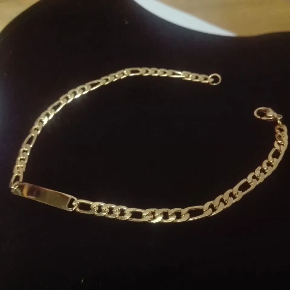 5 pçslote Lote 4.5mm 22 cm 8.66 polegada mulheres mens Moda aço Inoxidável em massa de Ouro figaro Link chain pulseira pulseira jóias