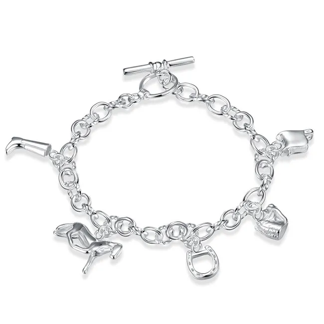 Horseshoe Bracelet sterling silver plated bracelet ; New arrival fashion men and women 925 silver bracelet SPB074