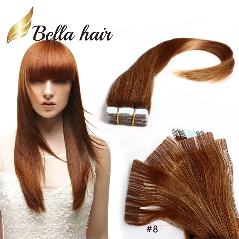 PU Skeft Reged Tape in Hair Extensions Quality 100% Braziliaanse Echte Hair Hair Extension 100 G 2,5 g/stuk 40 stksBellahair