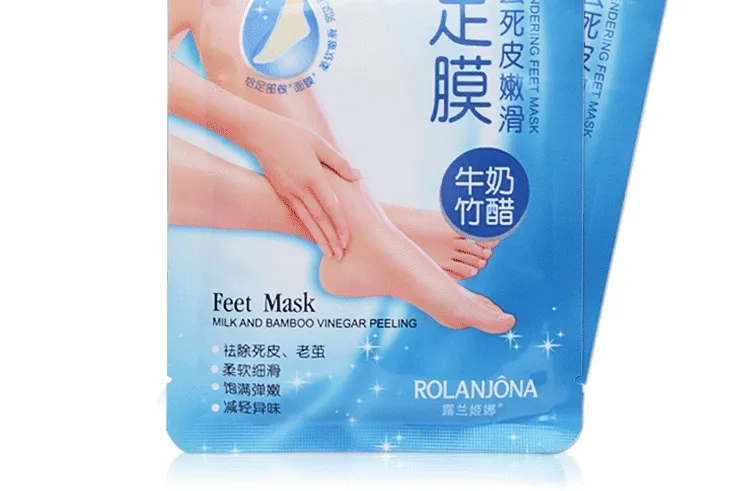 ROLANJONA pieds masque lait et vinaigre de bambou pieds masque peau Peeling exfoliant peau morte enlever pour le soin des pieds