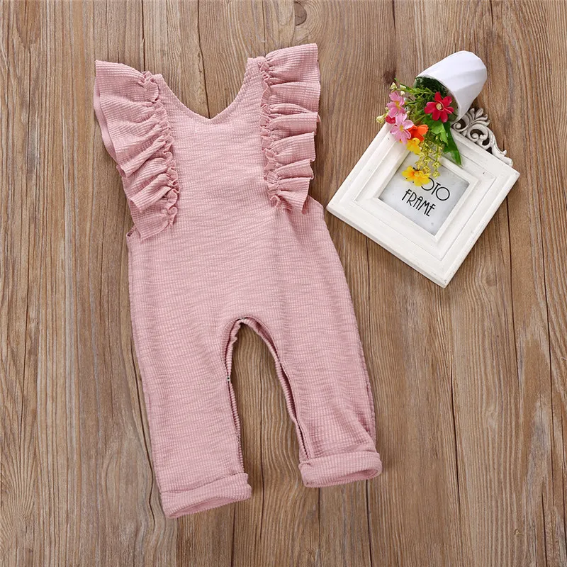 2018 Boutique Baby Kläder Barnbarn Flickor Ruffles Jumpsuit Overaller Lite Tjejer Kläder One-Pieces Outfit Spädbarn Toddler Girls Kläder