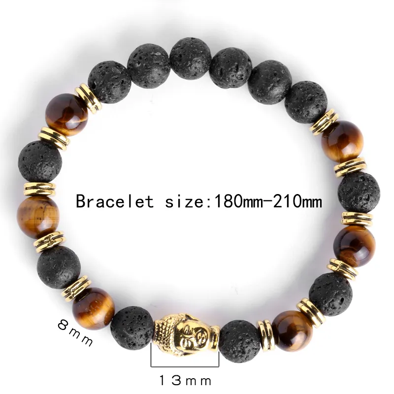 2 StückHerren-Armbänder, Lava-Buddha-Armband für Männer, Natursteinperlen, Geschenk, Religion, Yoga, Pulseras Pulseira Masculina, Geschenk, Urlaub, Valentinstag, Vatertag