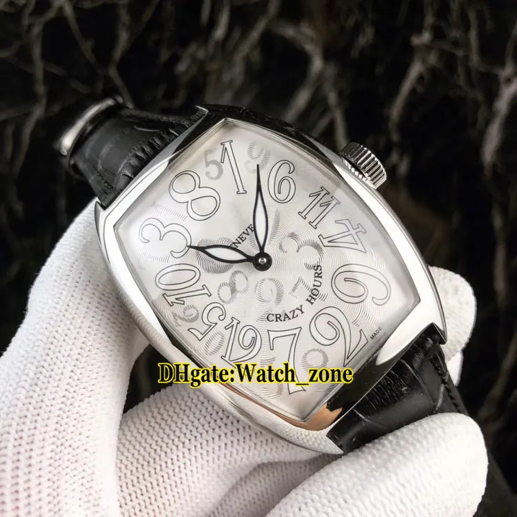 New Crazy Hours 8880 CH COL DRM Color Dreams Automatic White Dial Mens Watch Silver Case Leather Strap Gents Wristwatches2779