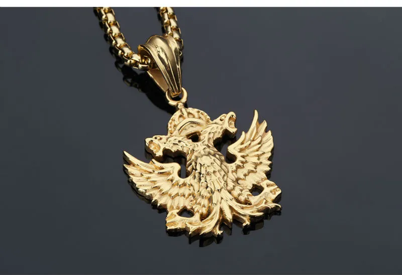 Новое стальное подвесное ожерелье русские двойные ожерелья Eagle Chep Gold Hip Hop Fashion Jewelry Мужчины женщины