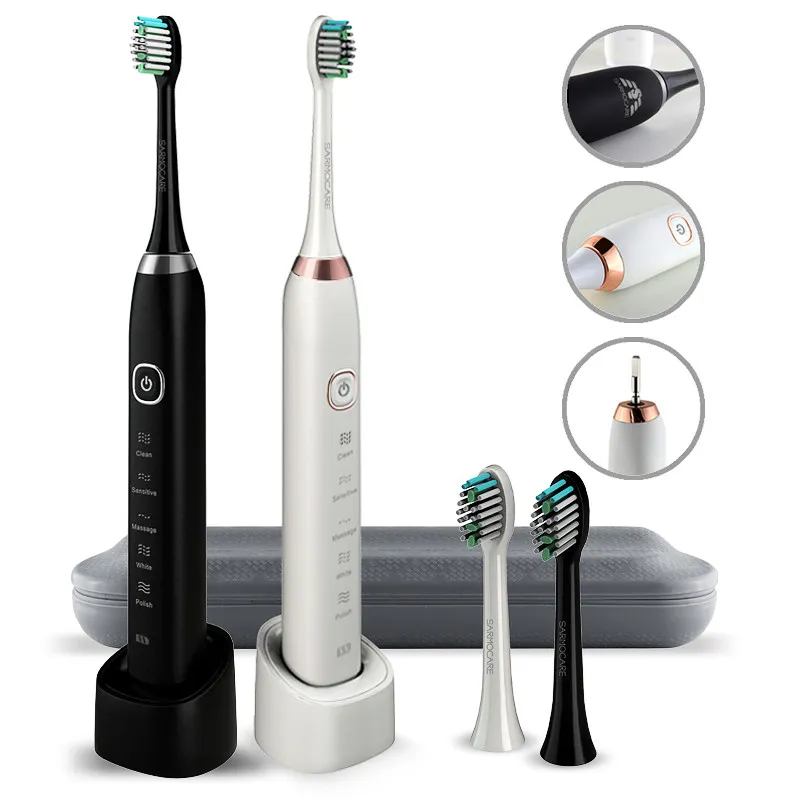 Ultrasonic Sonic Electric Toothbrush S100 5 models Wireless rechargeable battery IPX7 Waterproof Inductive charger LED indicator