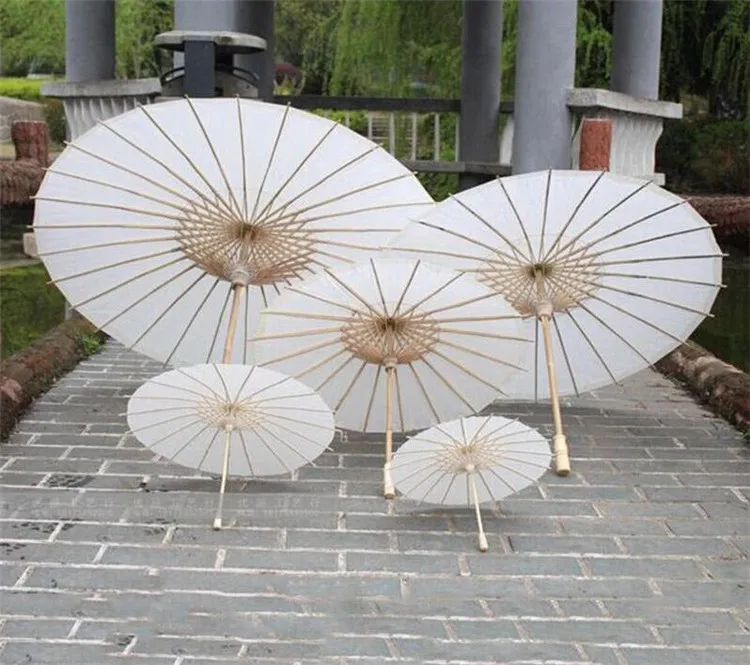 Nowe Parasole ślubne Biała Biała Papierowa parasole Chiński Mini Craft Parasol Średnica 20/30 / 40/60 CM Wedding Parasole DHL FedEx Free