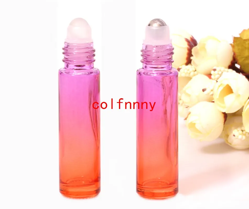 10ml Empty Glass Aromatherapy Roller Roll on Bottles Essential Oil Refillable Bottle With Metal Ball & Black Cap