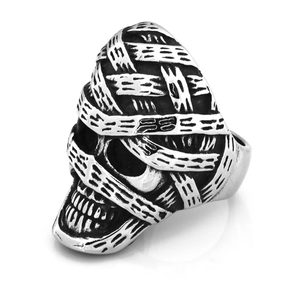 FANSSTEEL RVS punk vintage heren of dames SIERADEN wrap bandage gewonde schedel ring biker ring FSR14W2126595391095