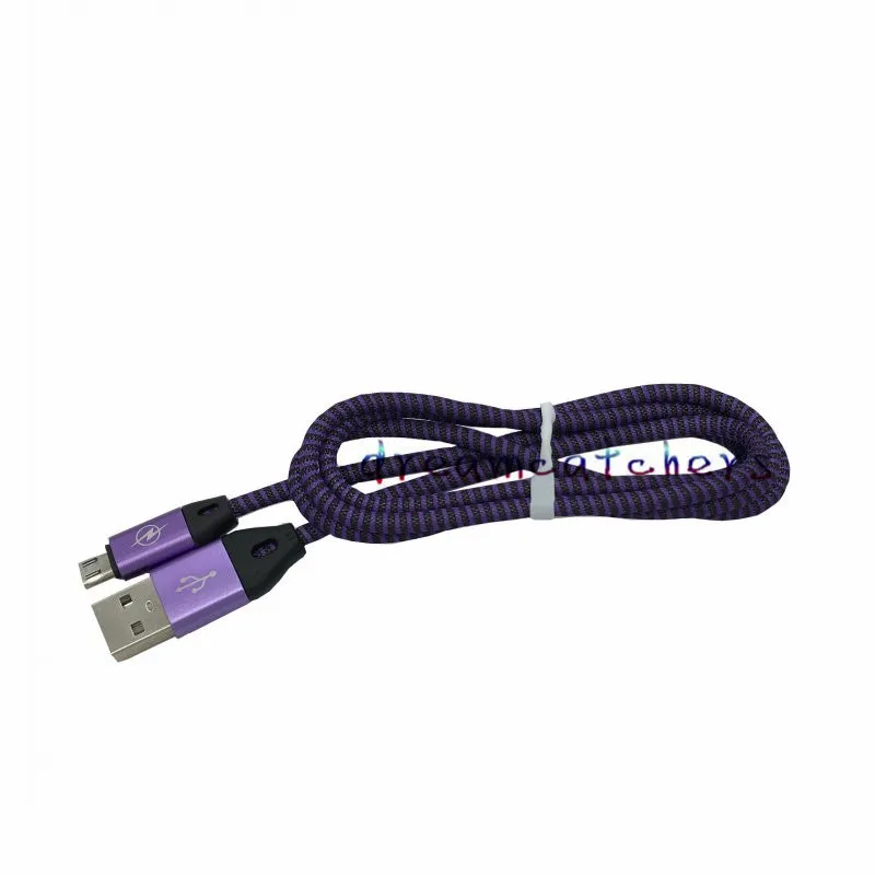 Nuevo Producto, Cable Micro USB de datos de sincronización de cable tejido trenzado con cabeza de Metal y fideos gordos, Cable de 1M y 3 pies para teléfono inteligente Samsung HTC
