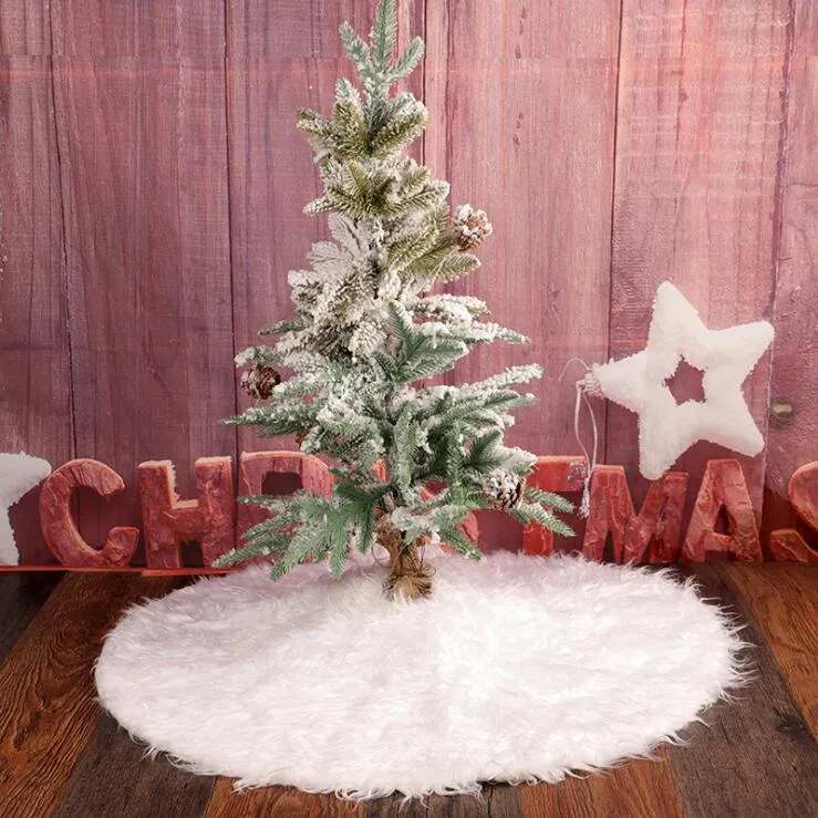 Рождественская елка юбка с белой шерстью три размера, чтобы выбрать праздничную вечеринку Xmas Tree юбка рождественские украшения FP08