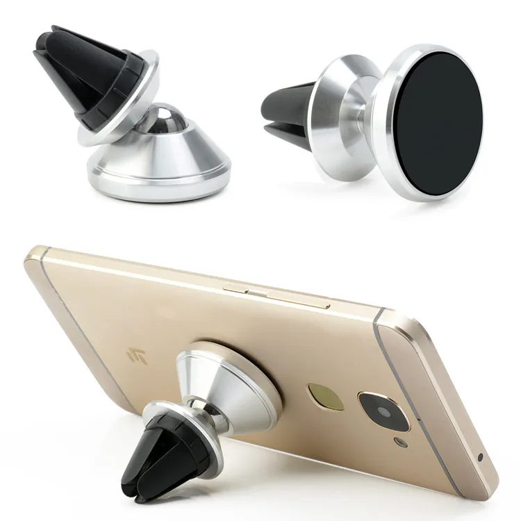 Magneet Magnetische Autohouder Aluminium Metalen Air Vent Bracket 360 Graden Mobiele Telefoon Stand voor alle Cellphones met Retail Pakket