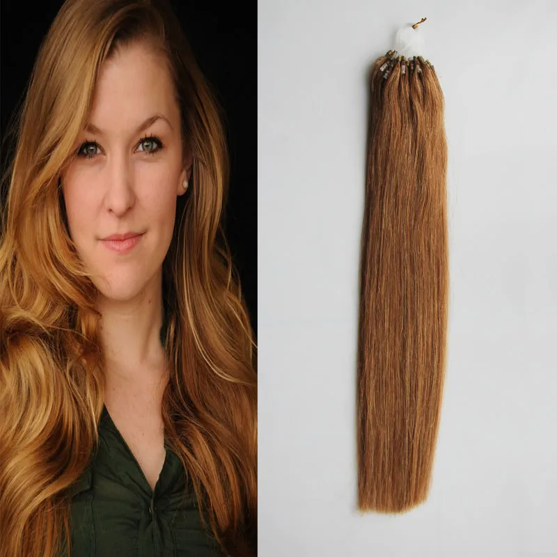 Brasilianska kvinnor Micro Loop Ring Hair Extension Straight Remy Micro Bead Hair Extensions 1g / Strand Micro Link Human Hair Salon Gratis frakt