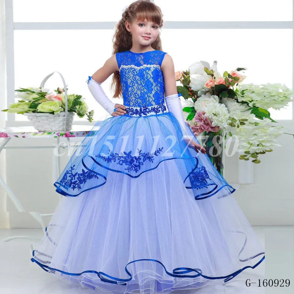 Flower Girl Dresses for Weddings Party Sheer Tank senza maniche Appliques Satin Little Girls Prom Party Gowns Pageant Dress