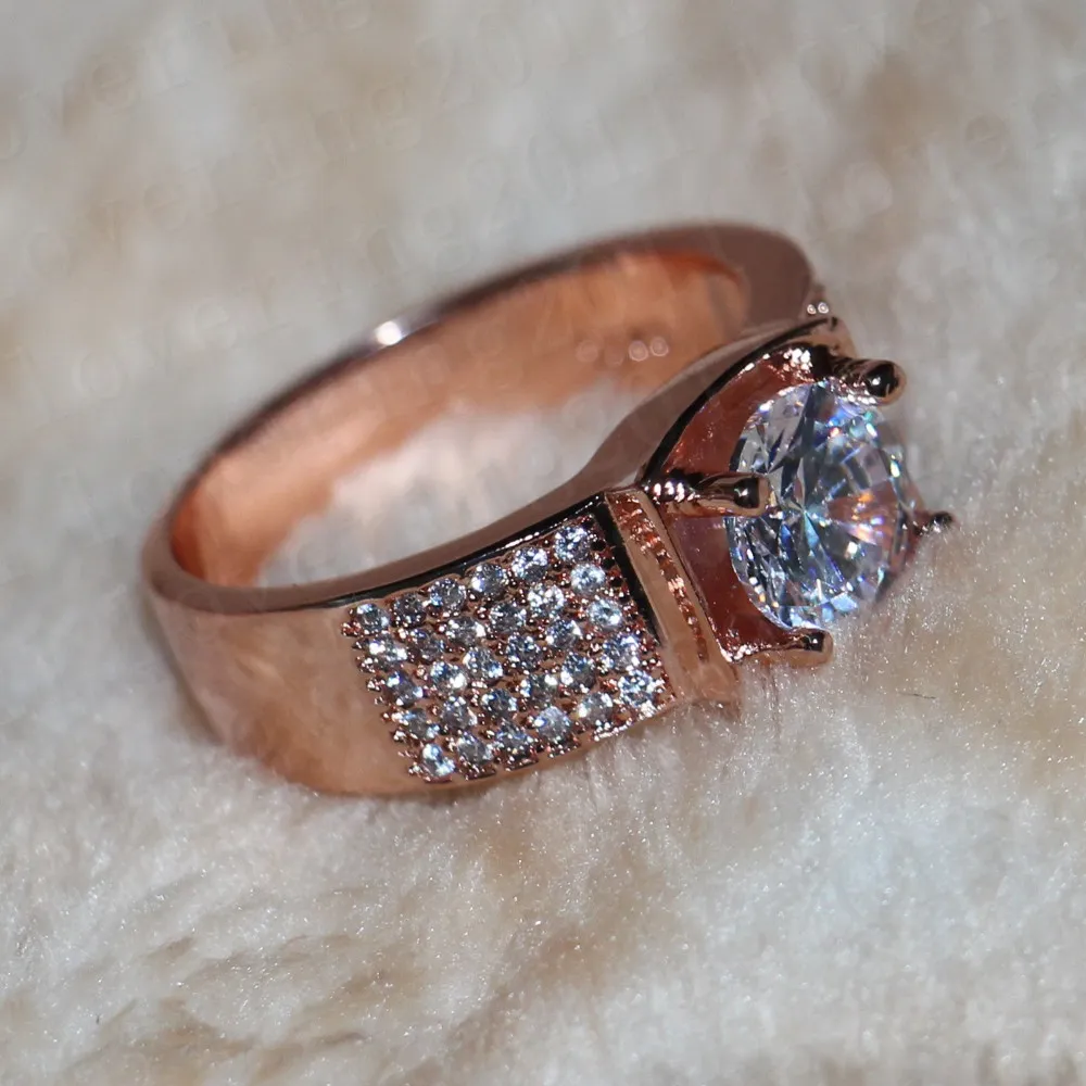 Modeschmuck Mann Rose Gold 925 Sterling silber ring Solitaire 3Ct 5A zirkon cz Engagement Hochzeit Band Ring Geschenk