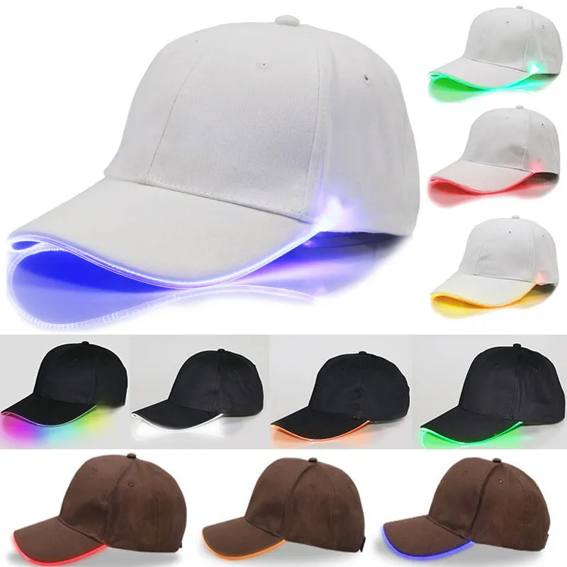 Светодиодная бейсбольная кепка Glow Club Бейсбольная хип-хоп танцевальная шляпа для гольфа Оптическое волокно Светящаяся кепка с регулируемой высотой Xmas Party Hat Бесплатно DHL WX-H01