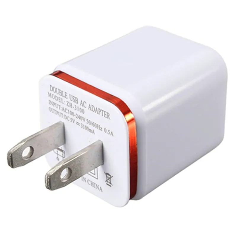 Metal Dual USB-väggladdningsladdare US EU-kontakt 2.1a nätadapter väggladdare Plug 2 Port för Samsung Galaxy Note 10 LG