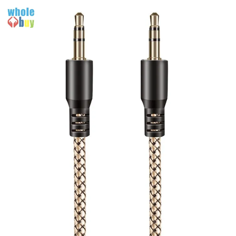 3.5mm Jack Aux-kabel för iPhone 6 Samsung MP3 3,5 mm Bil Ljudkabel Tråd Färgrik nylon hörlurar AUX CARD 1M