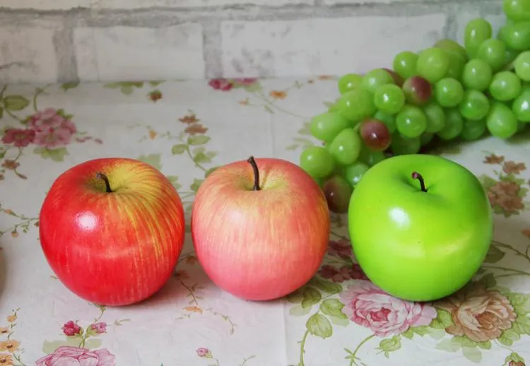 8,5 cm künstliche große grüne Apfelfrüchte Simulation grüner Apfel Wohnkultur Hochzeit Party Dekorationen liefert billigen Großhandel 200 Stück SN1399