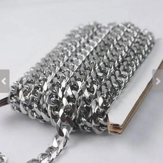 10 metri Lotto 5mm / 8mm vendita in Bulk Creazione di gioielli Lotto Metri Risultati dei gioielli in acciaio inossidabile marcatura Curb chain Link Bracciale collana fai da te