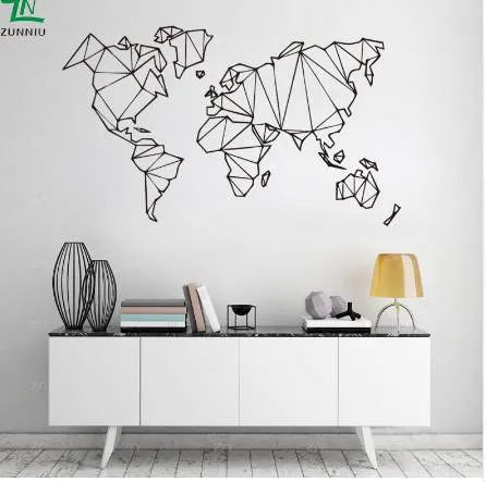 Abstract Map World Geography Wall Stickers Living Room Bedroom ...
