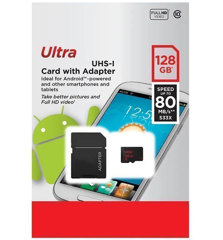 Ultra 256GB Class 10 16 Gb Memory Card For Android Phones 128GB, 64GB