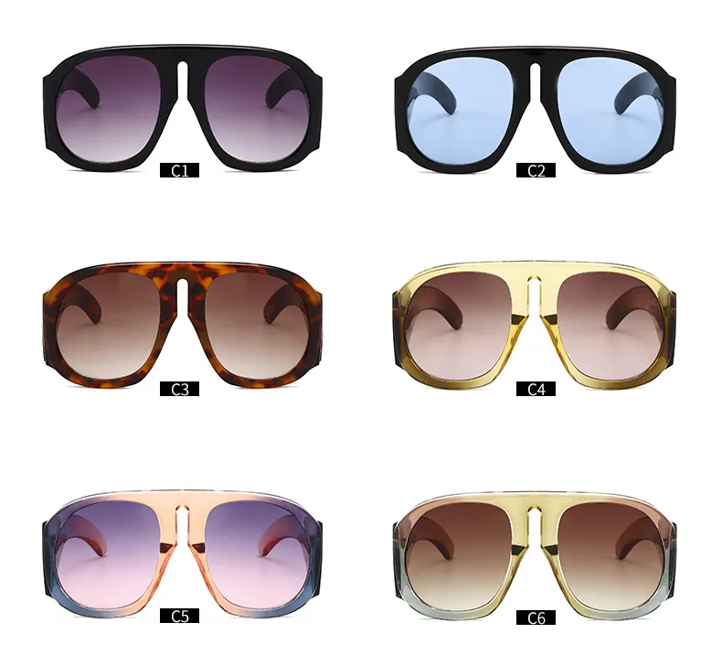 Ankunft Frauen Square Luxus Sonnenbrille Mode übergroß