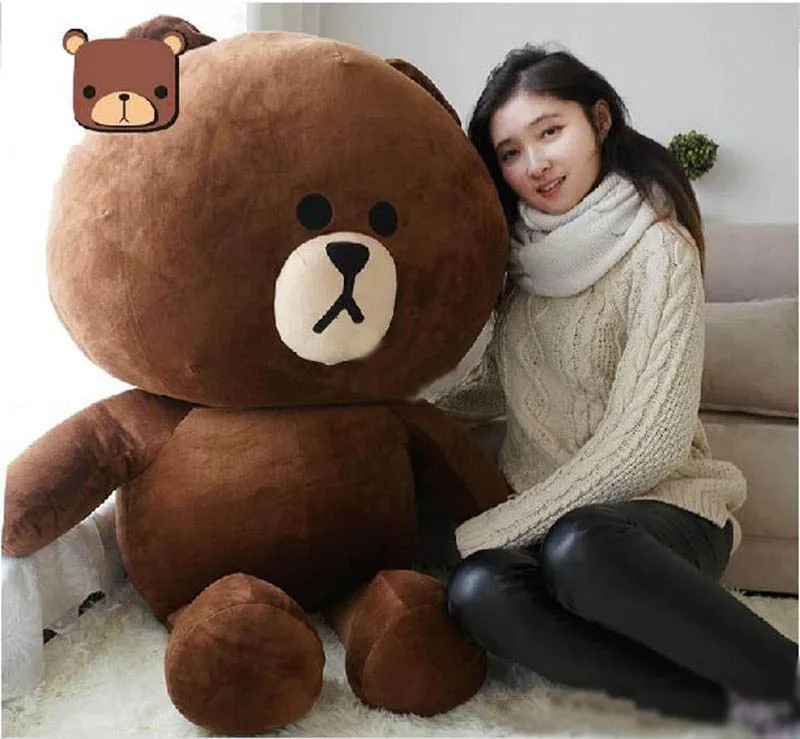 Varmt föremål! Line Office 47Inches Giant Stuffed Soft Plush 120cm Enorm Söt Cartoon Brown Bear Toy Kids Present Gratis frakt