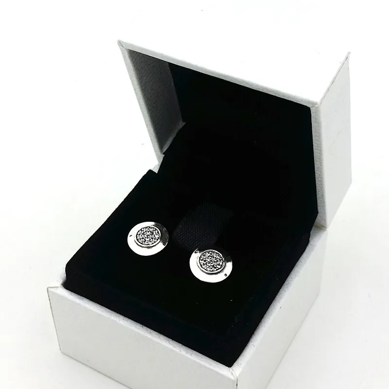 Diseño clásico de las mujeres Pendientes de diseñador de joyería Caja original Para Pandora 925 Plata Esterlina Cristalino Diamante Mujeres Stud Pendiente