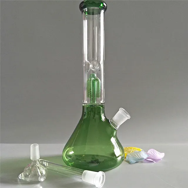 High quality green glass hookah with 1 filter 12 5 inch gb305