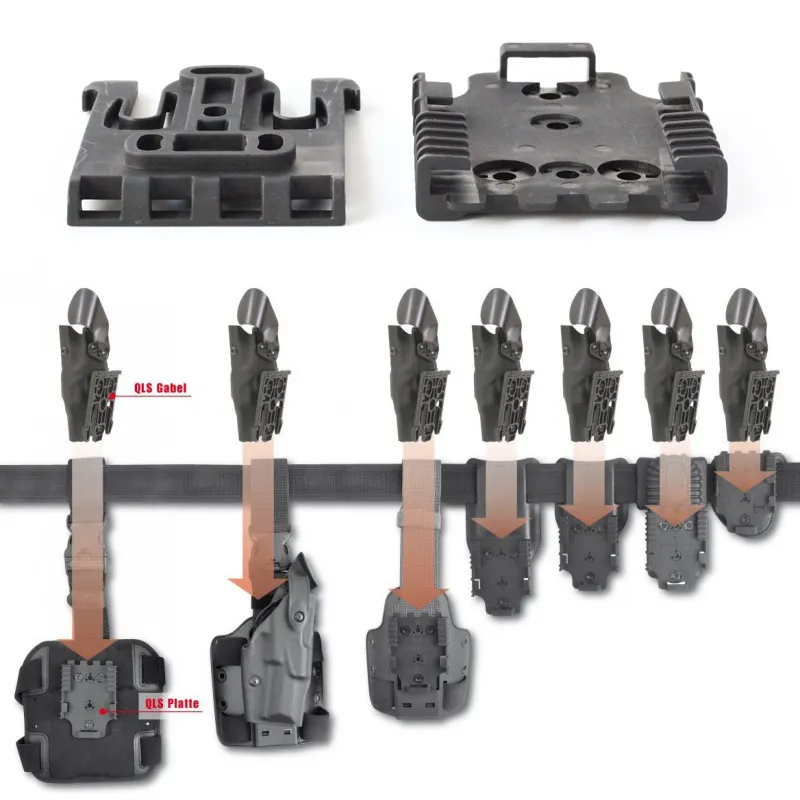 Montaje Rápido Táctico Kit Sistema Bloqueo Rápido QLS - 2 Piezas, Universal Para Fundas Tácticas, Cinturones, Color Marrón Accesorios Tácticos Molle